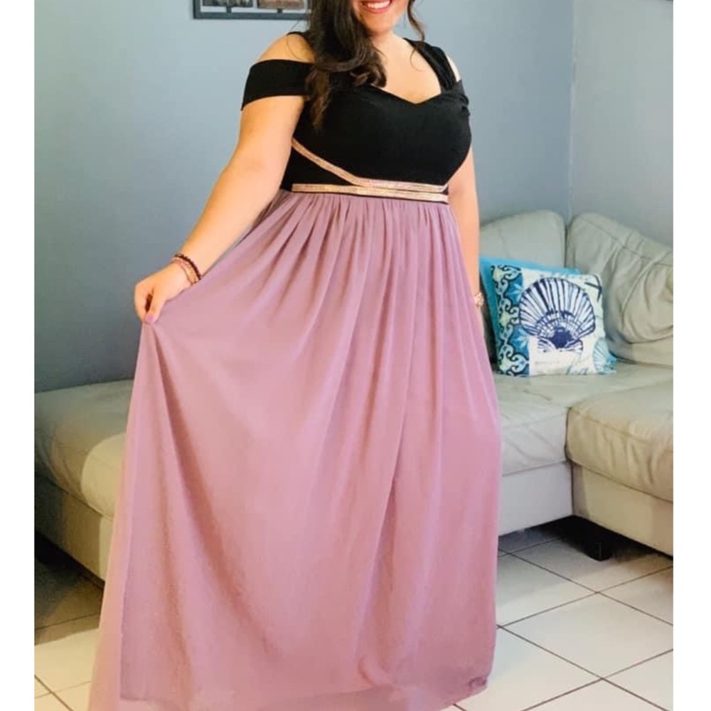 COPY - Purple and Black Long Prom Dress